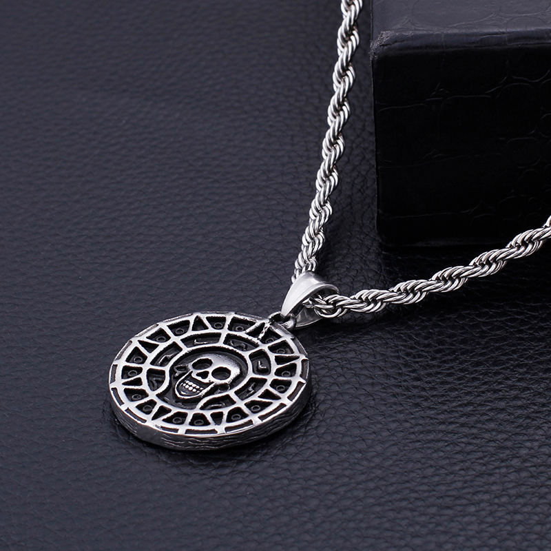 Hip Hop Skeleton Pattern Pendants Necklace Cool Men Punk 316L Stainless Steel 18K Gold Plated Jewelry