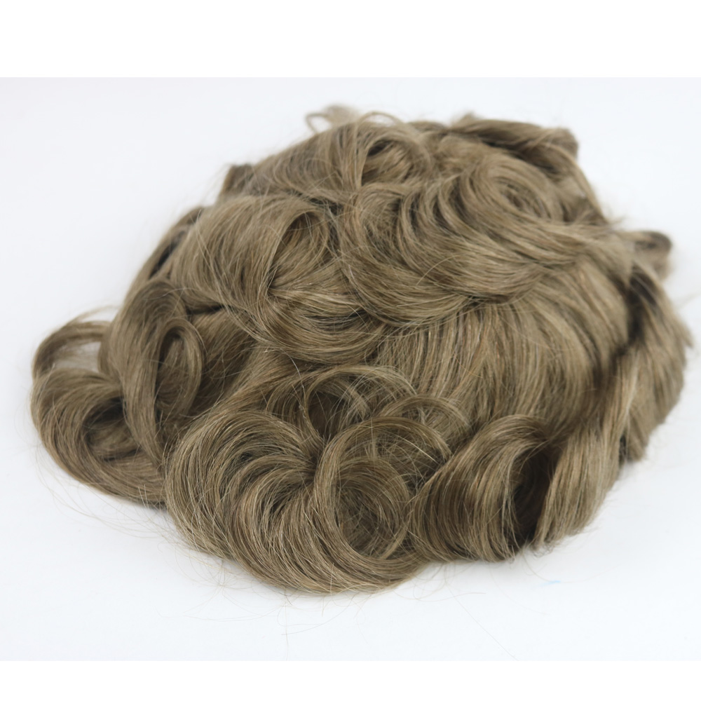 Light Brown #18 Color Toupee for Men Full Swiss Lace Hair Pieces Brazilian Virgin Human Replacement