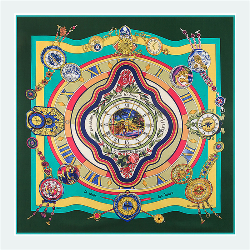 130*130cm Vintage Women 100% Real Silk Scarf Shawls Large Bufandas Twill Silk Square Shawls&Wraps Gifts