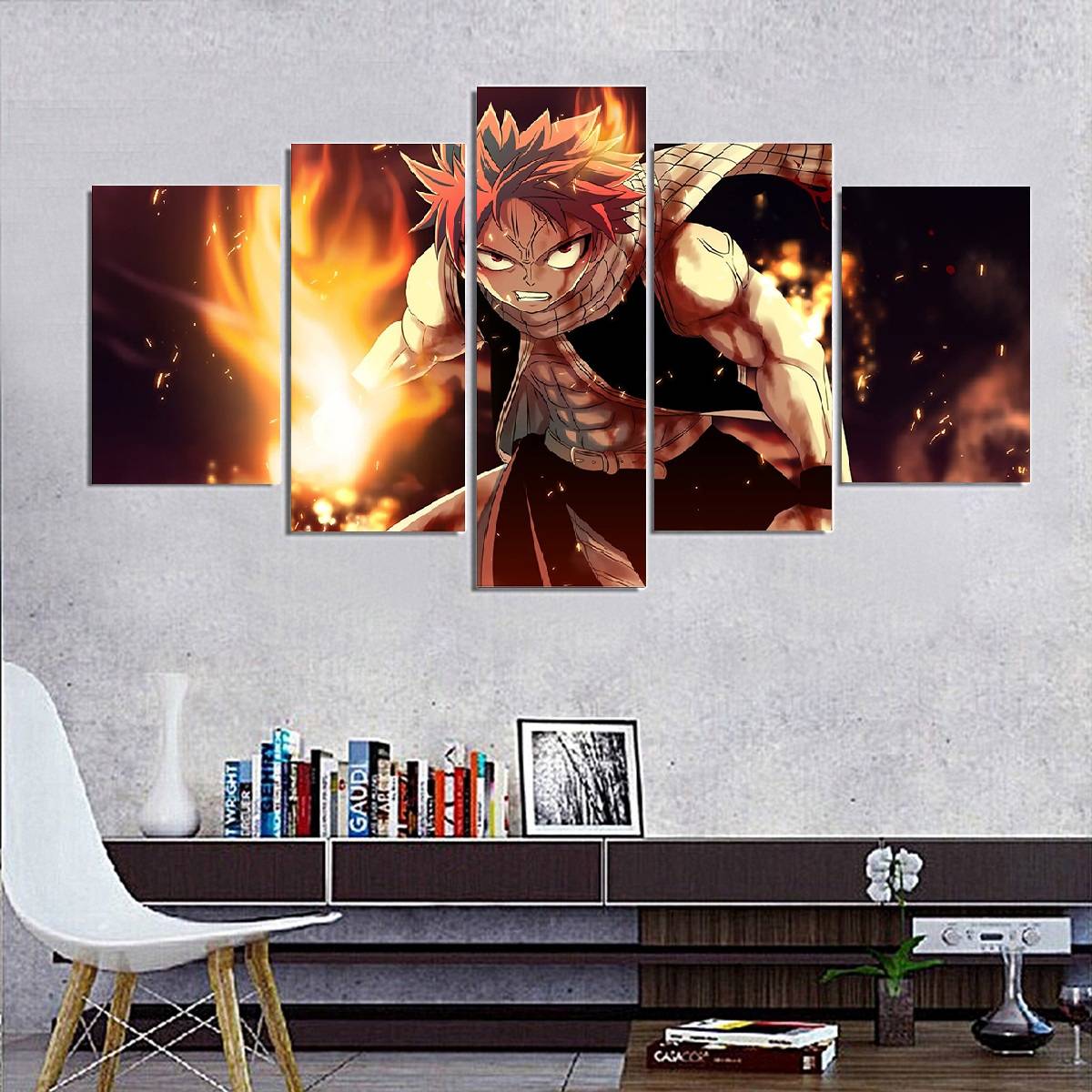 5pcs/set Unframed Fairy Tail Natsu Fire Dragon Slayers HD Print On Canvas Wall Art Painting For Living Room Decor