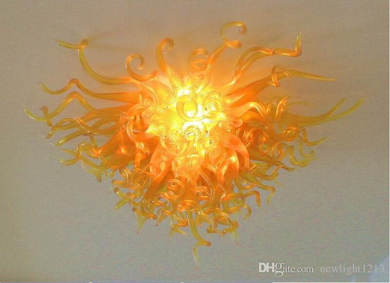 High Ceiling Art Unique Lamps gold Beautiful Top Selling 100% Blown Glass Kitchen Ceiling Lights Living Room Decor Ceiling Chandeliers