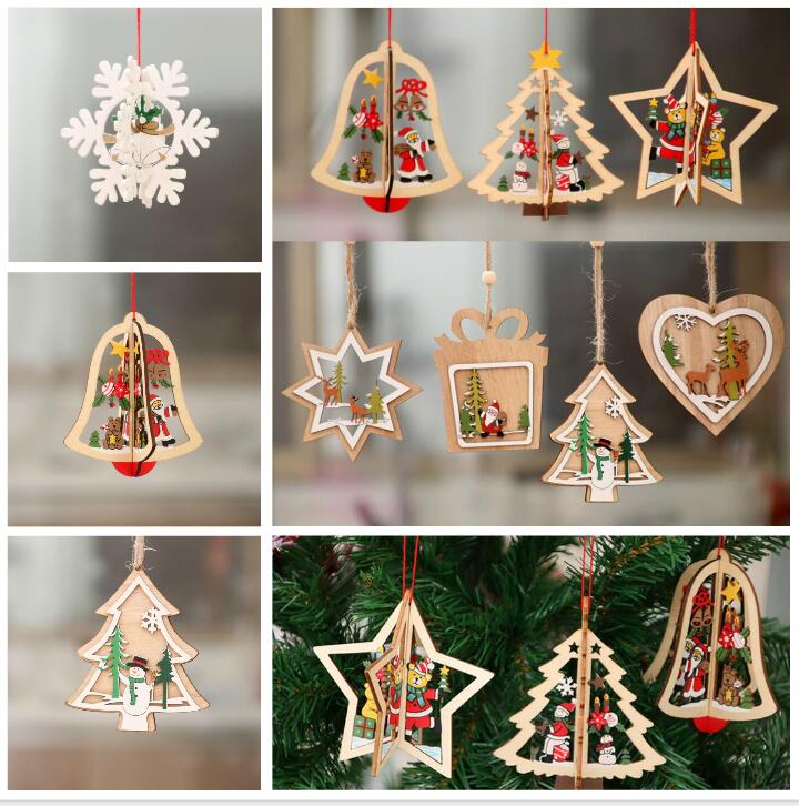 3D Wooden DIY Christmas Tree Hanging Ornaments Pendant Bells santa claus New Year Decor Christmas Decorations For Home
3D Wooden DIY Christmas Tree Hanging Ornaments Pendant Bells santa claus New Year Decor Christmas Decorations For Home