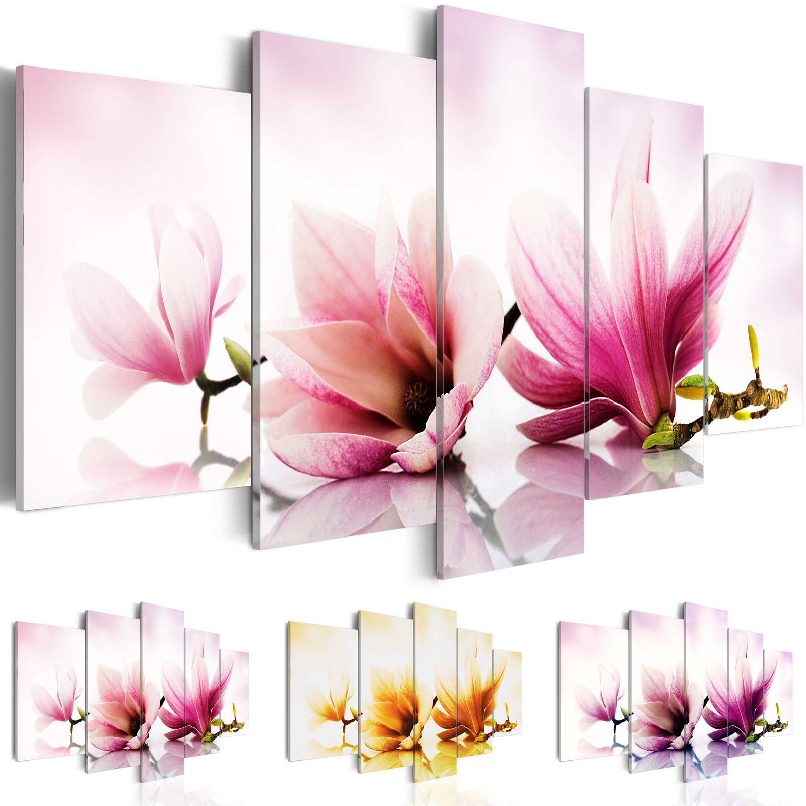 Fashion Wall Pictures for Living Room Paintings 5 Piece Magnolia Flower Canvas Print Oil Painting Unframed Canvas Painting