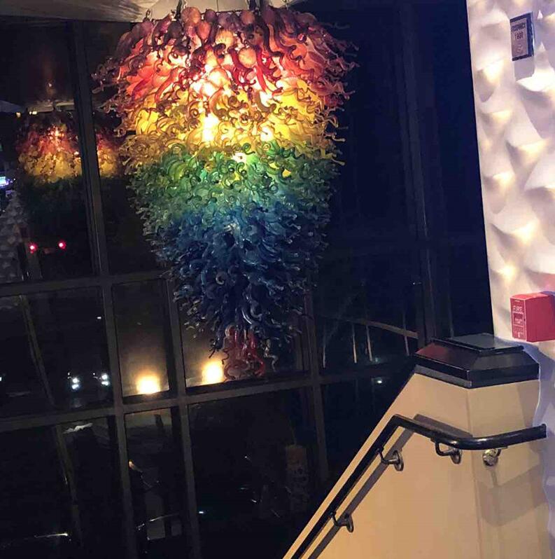 Hotel Application Hand Blown Glass Ceiling Lamp Gradually Color Big Villa Stained Glass Chandelier Lights
Hotel Application Hand Blown Glass Ceiling Lamp Gradually Color Big Villa Stained Glass Chandelier Lights