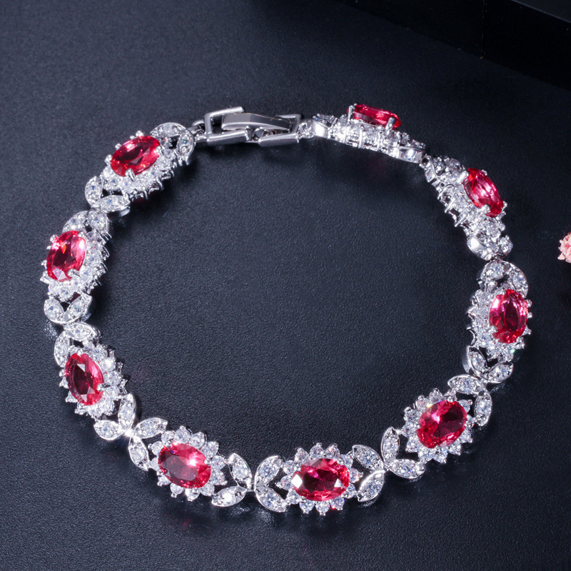 PANSYSEN Dark Blue Sapphire Women's Bracelets with Cubic Zirconia Diamond Stone 925 Sterling Silver Wedding Party Fine Jewelry