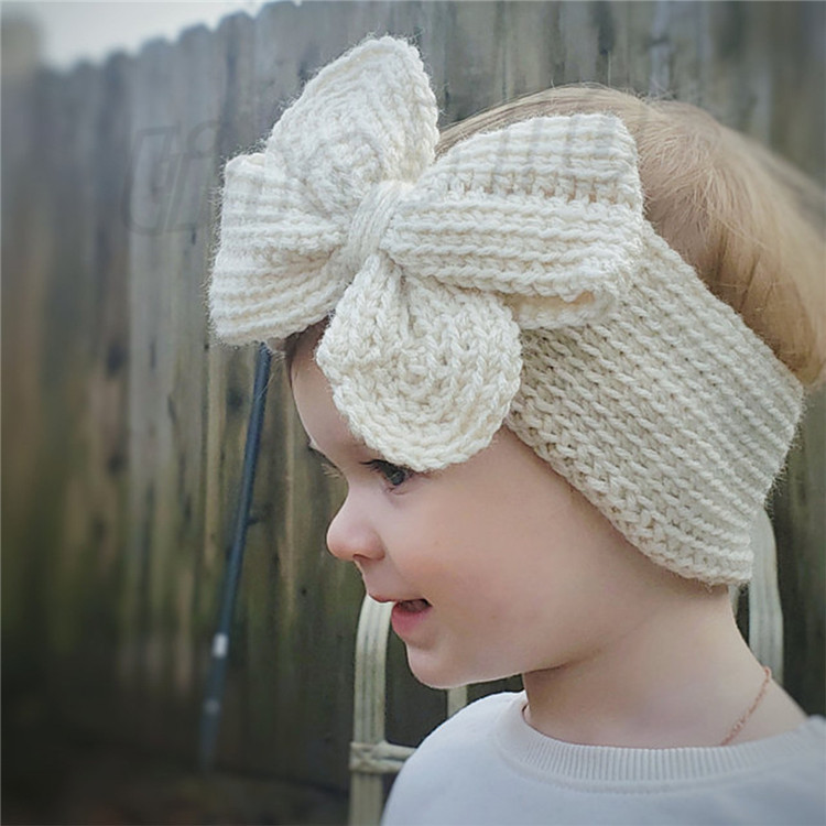 Fashion Children's Woolen yarn bow hair band European and American Baby Knitted hair belt Fashionable bowknot Headband T9I00257