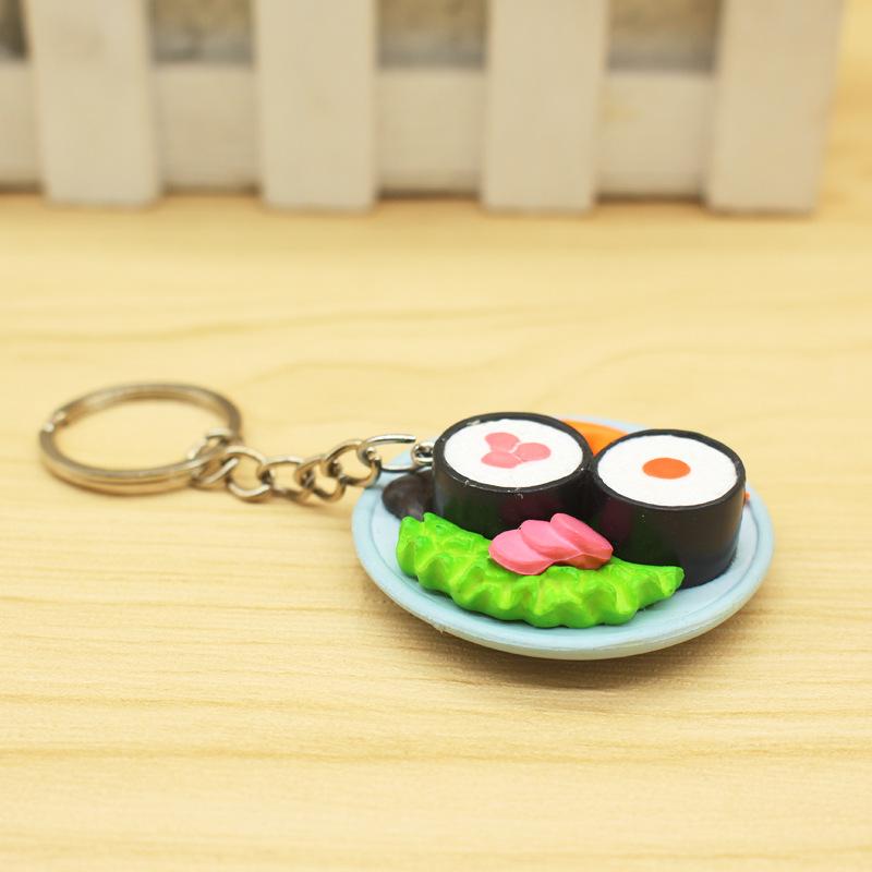 New Style Japanese Cuisine Sushi Salmon Simulation Food Keychain Pendant Mr. Miss Bag Car Key chain Creative Small Gift