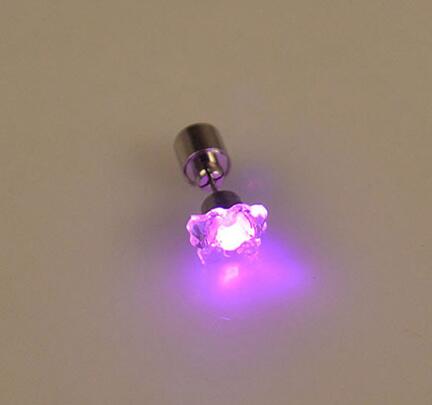 Party Decoration Light Up LED Earrings Christmas Studs Flashing Blinking Stainless Steel Dance Accessories Supplies Gift