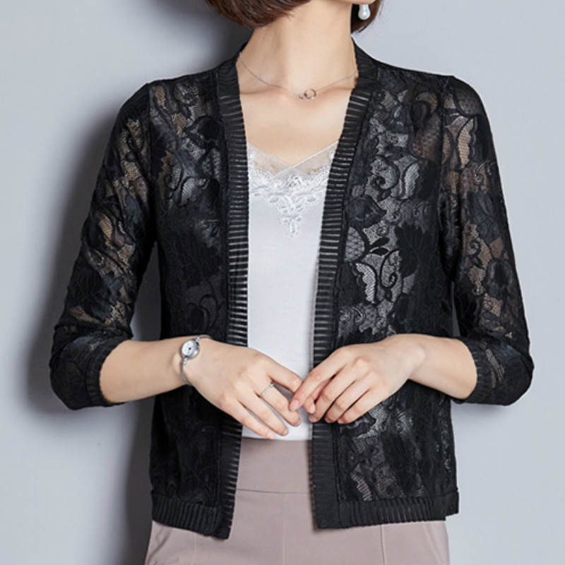 Fashion Women's Lace Cardigan Coat Sexy Black Seven-point Sleeves Lace Hollow Loose Sunscreen Clothing Women Tops Women Clothing
Fashion Women's Lace Cardigan Coat Sexy Black Seven-point Sleeves Lace Hollow Loose Sunscreen Clothing Women Tops Women Clothing