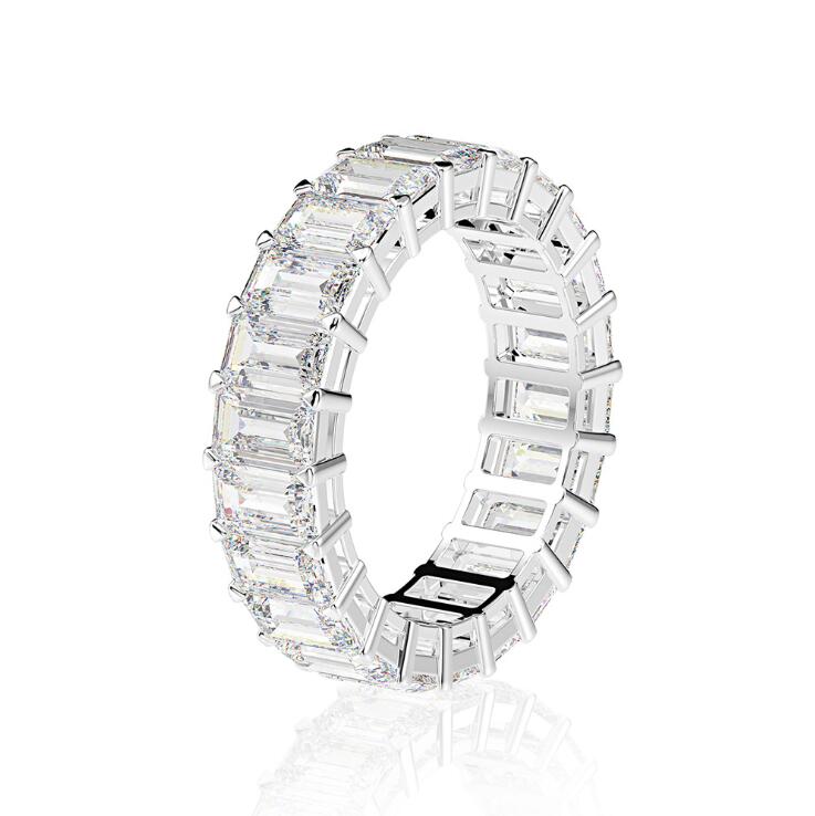 Hot Sale Unique Brand New Luxury Jewelry 925 Sterling Silver Emerald Cut White Topaz CZ Diamond Gemstones Party Women Wedding Band Ring Gift