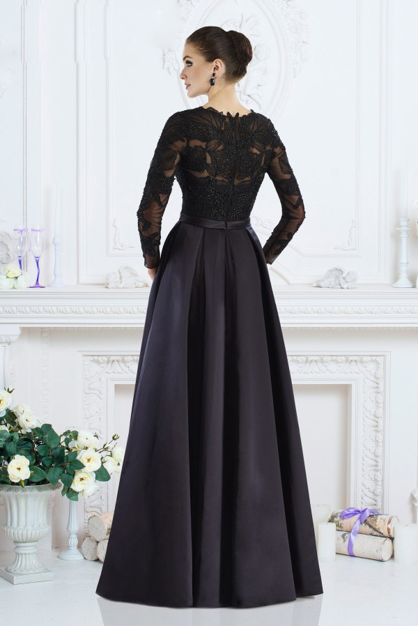 Cheap Janique A Line Satin Mother of The Bride Dresses Jewel Long Sleeve Lace Applique Wedding Guest Dress Floor Length Evening Gowns