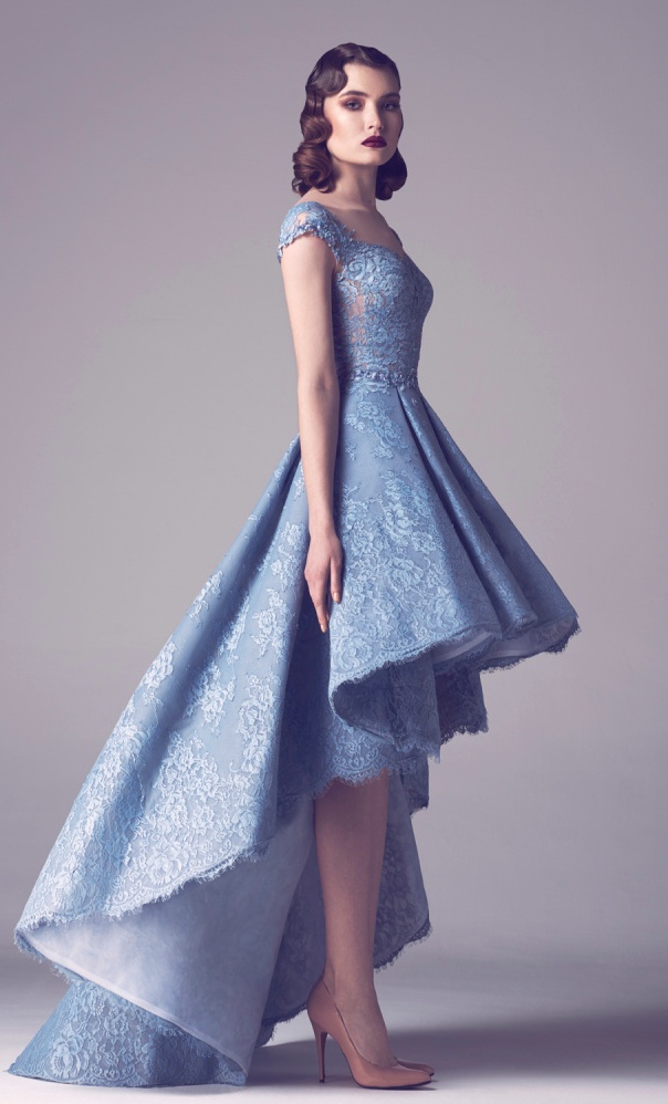 2019 Vintage Lace Prom Dresses Hi Lo Cap Sleeves Beaded Plus Size Evening Dress Fadwa Baalbaki Formal Party Gowns Vestido de Festa