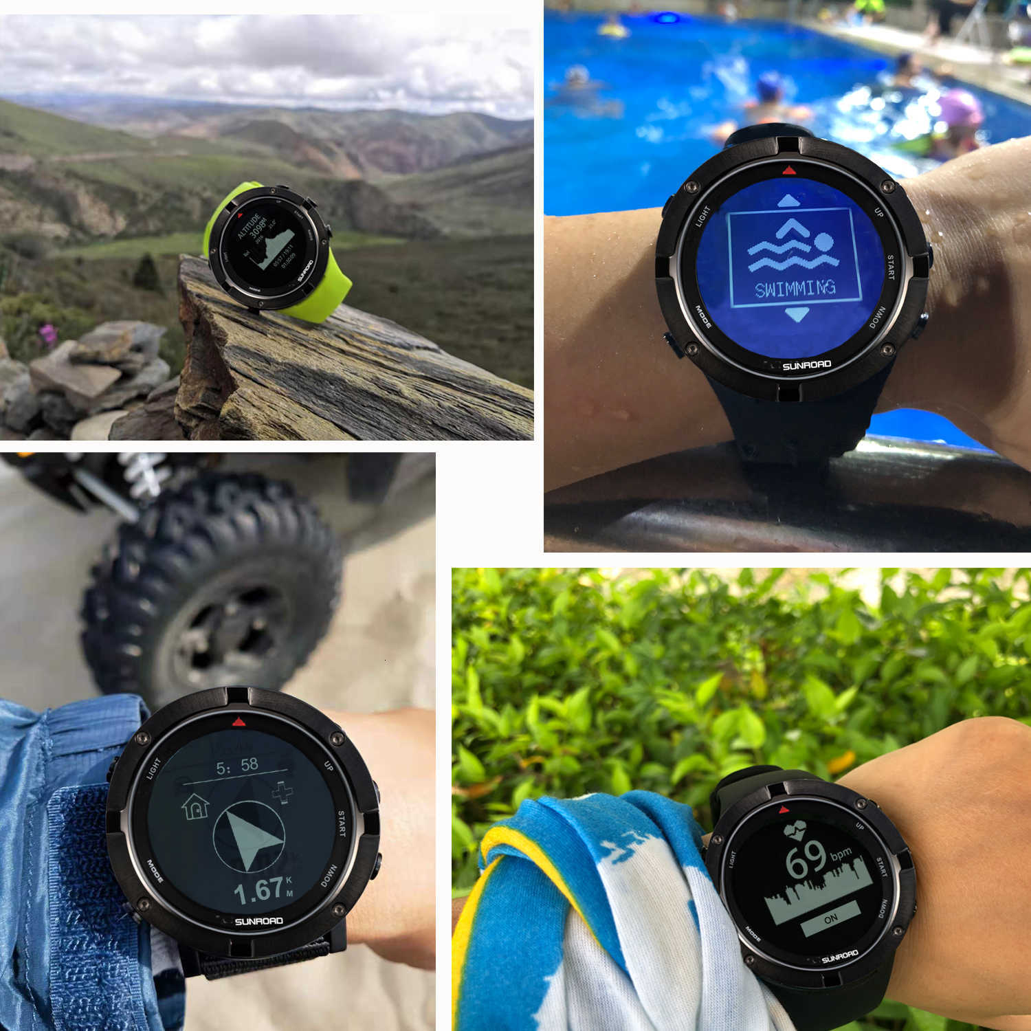 SUNROAD smart GPS heart rate altimeter outdoor sports digital watch for men running marathon triathlon compass swimming watch CJ191213