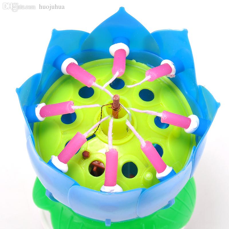 Wholesale-1Pc Romantic Musical Lotus Flower Rotating Happy Birthday Party Gift Can Sing the Birthday Song Candle Lights~ GS627-GS6301Pc