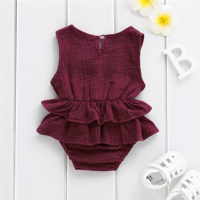 Newborn Cotton Linen Romper Kids Baby Girls Clothes Sleeveless Romper Cotton&Linen Toddler One-Piece Sunsuit Outfit Suite Clothing Sets