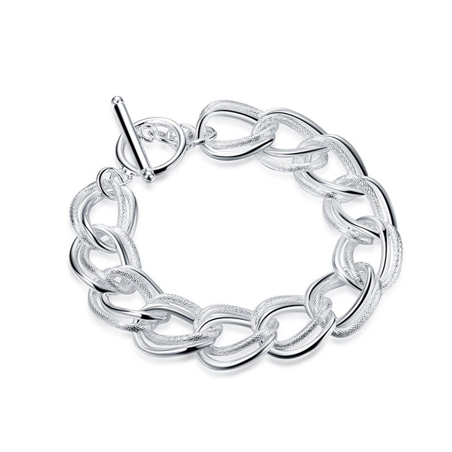 Hot sale 925 silver Flash twisting double circle TO bracelet DFMCH290,fashion 925 sterling silver plated Chain link bracelets high grade
