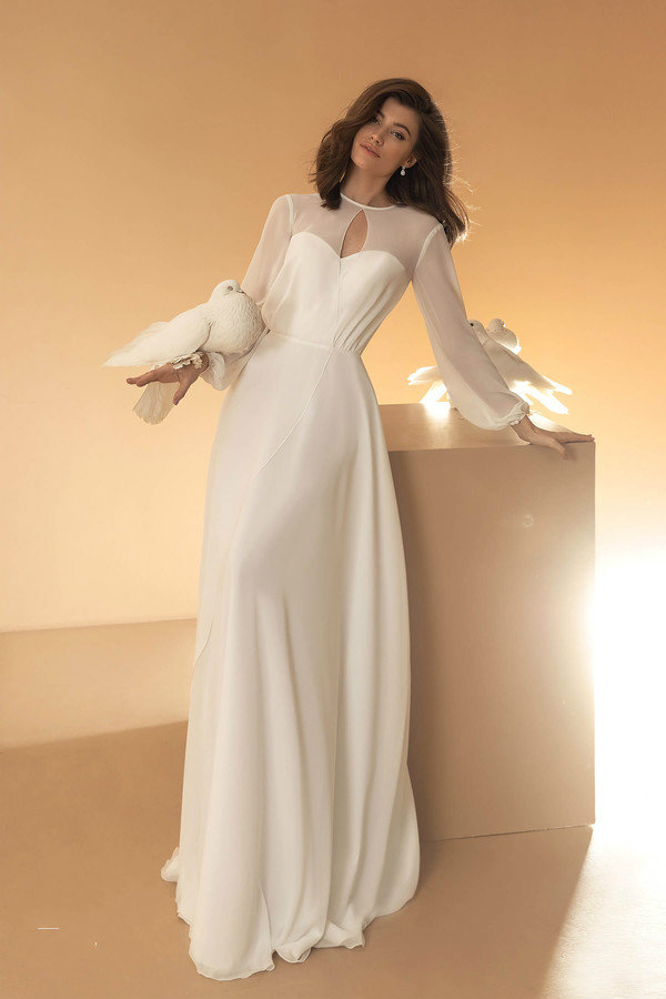 simply beach a line wedding dresses jewel neck long sleeve romantic bridal gowns long sleeve bohemian wedding vestido de noiva