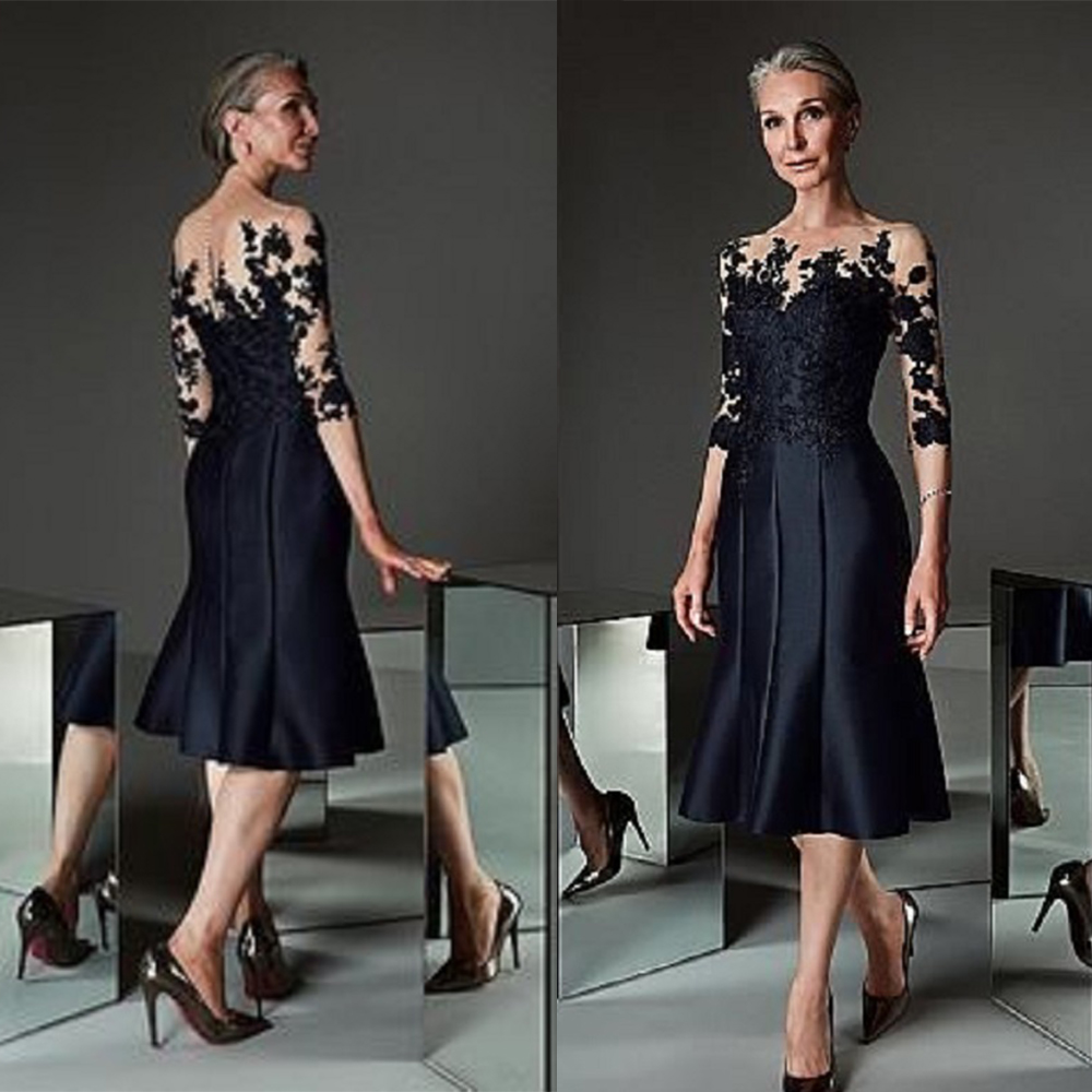 Gorgeous Black Mermaid Mother Of The Bride Dresses Jewel Sleeveless Applique Lace Wedding Gown Knee-length Mother Gown Long Formal Dresses
Gorgeous Black Mermaid Mother Of The Bride Dresses Jewel Sleeveless Applique Lace Wedding Gown Knee-length Mother Gown Long Formal Dresses