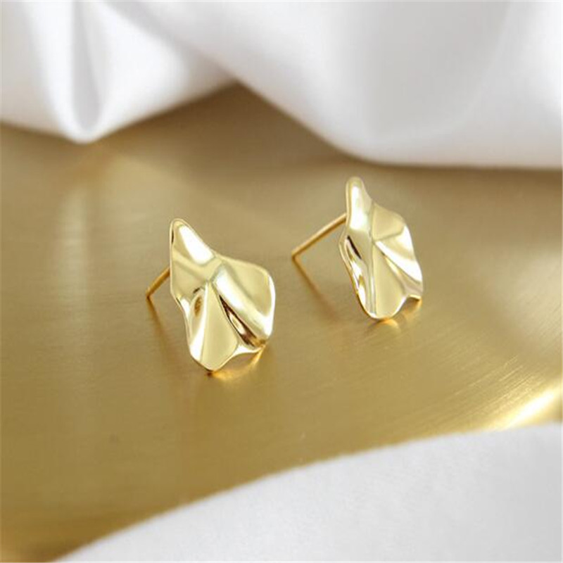 Authentic 925 Sterling Silver Irregular Concave Convex Stud Earrings For Women Students New Fashion Female Geometric Earring