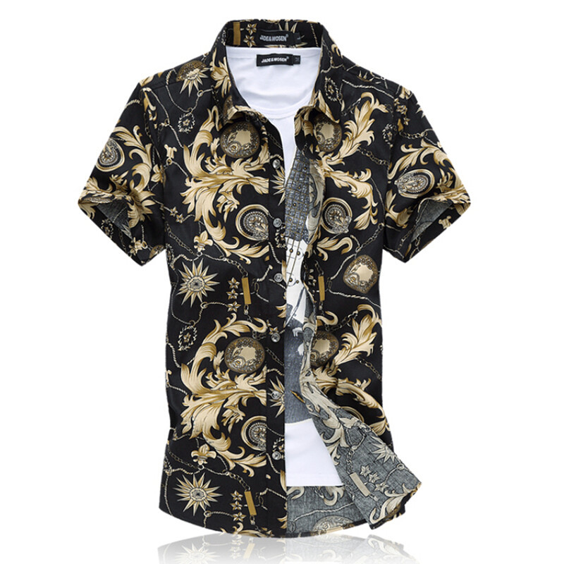 Men's Short Sleeve Floral printing Dress Shirt Plus Size M-6XL Summer Slim Fashion Cotton Blouse Casual Business Social Shirts, 3 hao se
Men's Short Sleeve Floral printing Dress Shirt Plus Size M-6XL Summer Slim Fashion Cotton Blouse Casual Business Social Shirts, 3 hao se