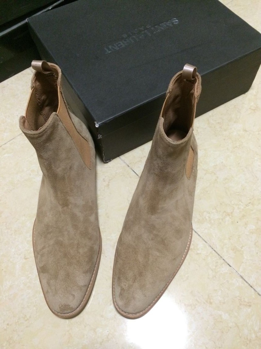 2019 Europe and United States new list Beige elastic nubuck leather boots casual personality genuine leather feet shoes