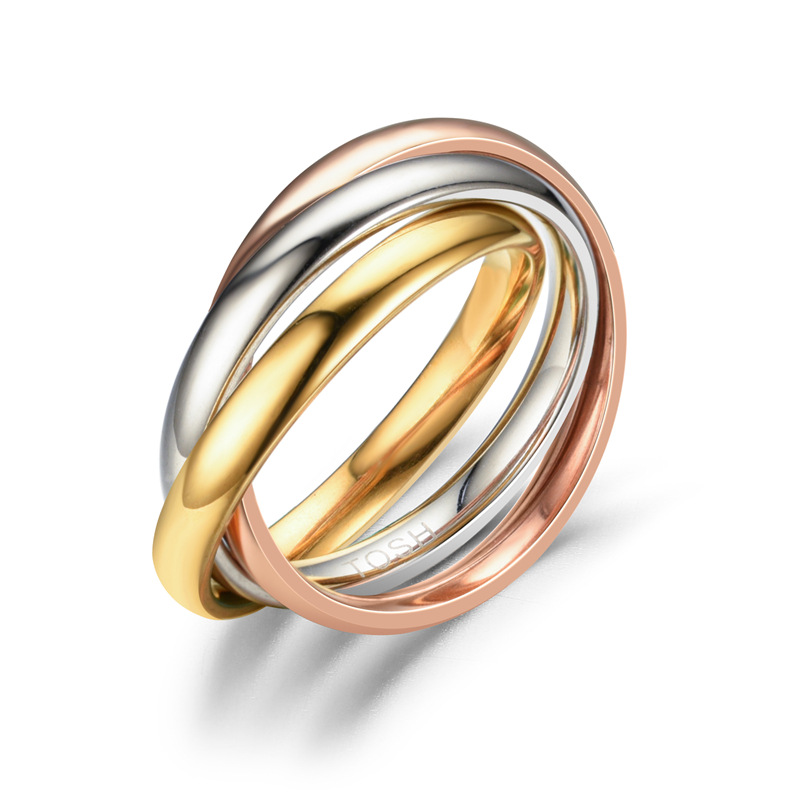 Rose Gold 3 Rings Wrapped Lovers Finger Ring Band Wedding Engagement Rings for Couples New Titanium Stainless Steel Gold Silver Color Jewelry Wholesal