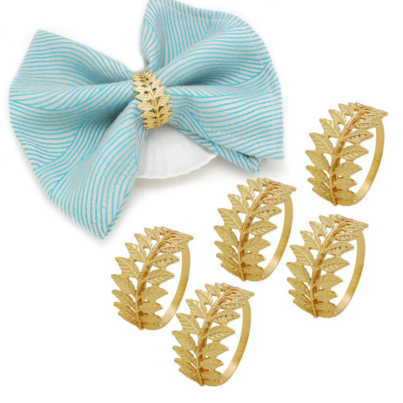 Napkin Rings Gold Leaf Napkin Holder for Wedding Christmas Party Hotel Serviette Buckle Towel Table Decoration