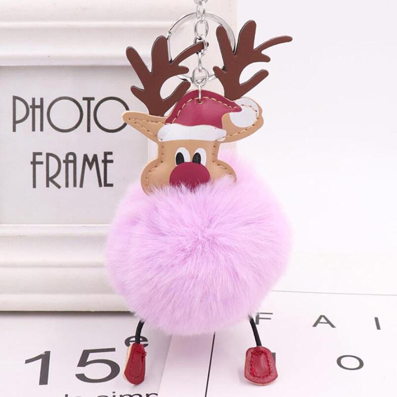 30pcs/Lot Christmas Elk Keychains Plush Animals Dolls Key Ring Creative Gift For Girls Bag Decorations Car key chain Keyring