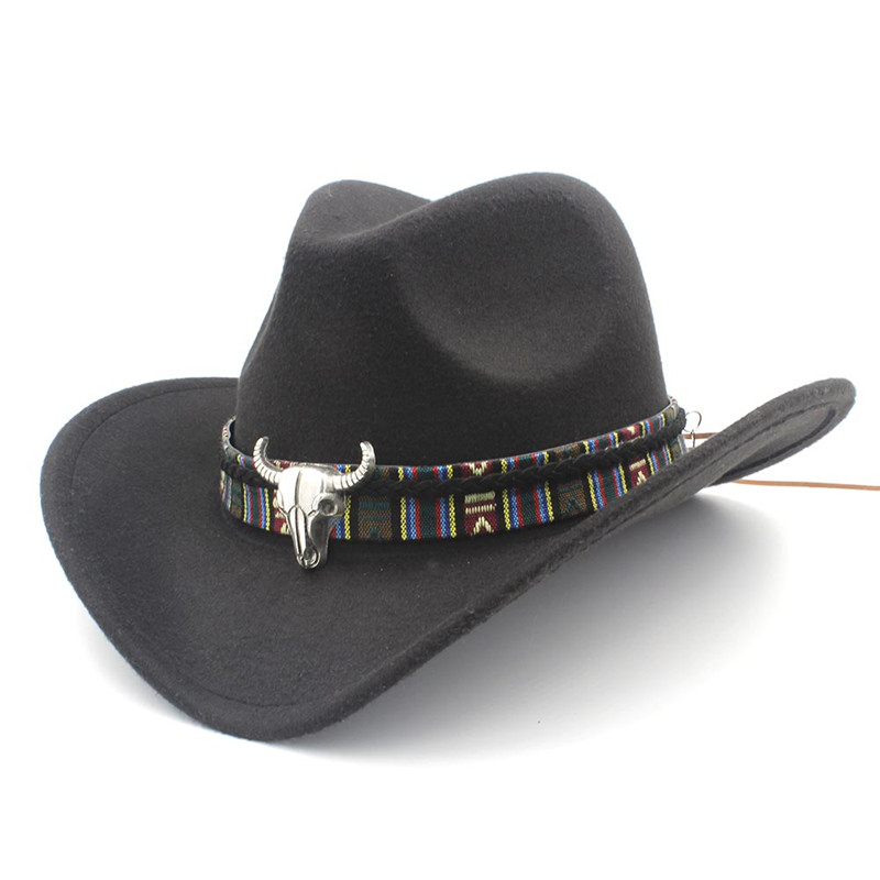 Ethnic Style Cowboy Western Hat Fashion Chic Unisex Solid Color Jazz Cap With Bull Shaped Decor, Black
Ethnic Style Cowboy Western Hat Fashion Chic Unisex Solid Color Jazz Cap With Bull Shaped Decor, Black