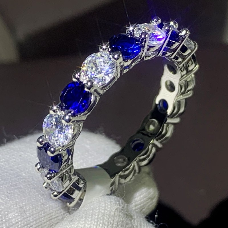 sparkling jewelry sterling sier white topaz cz dia gemstones promise women wedding engagement band ring for lover gift
