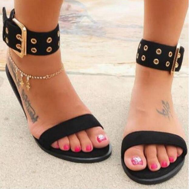 Hot Sale-arent Flats Shoes Large Size Female Clear Jelly Shoes Ladies Roman 2019 Beach Sandalias Mujer