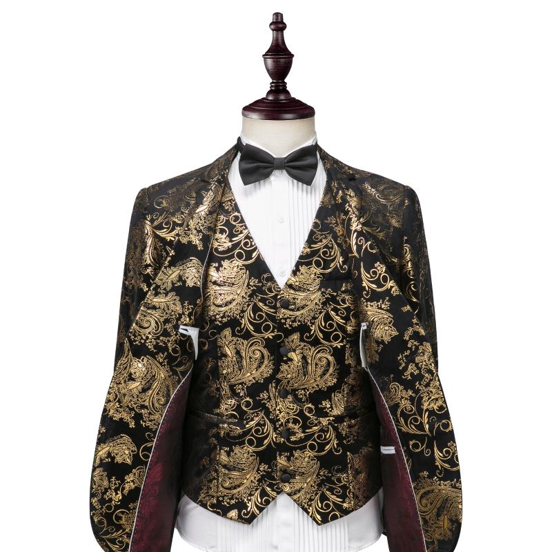 Blazers+Vest+Pants Fashion 3 Pieces Set Black Golden Floral Pattern Slim Fit Mens Casual Suits Dress Suits Stage Costume
Blazers+Vest+Pants Fashion 3 Pieces Set Black Golden Floral Pattern Slim Fit Mens Casual Suits Dress Suits Stage Costume