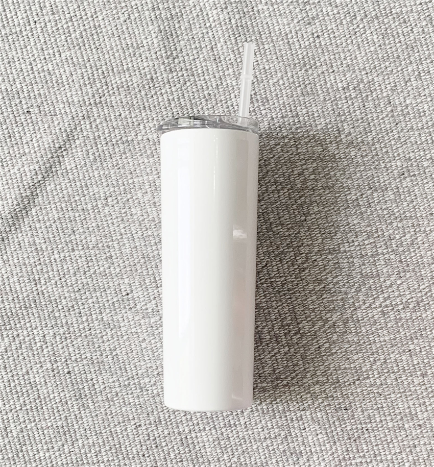 20oz Sublimation Straight Tumblers blank glossy matte glitter white silver Skinny tumbler with lid straw rubber bottom Stainless steel vacuum insulate