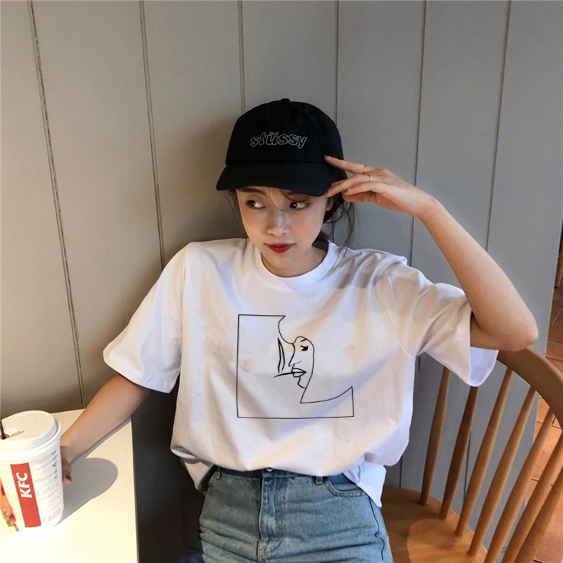 Fashion Art Line drawing T-Shirts for women Hot Letter Print t shirt short sleeve tops plus size female tees tshirt WC115, White
Fashion Art Line drawing T-Shirts for women Hot Letter Print t shirt short sleeve tops plus size female tees tshirt WC115, White