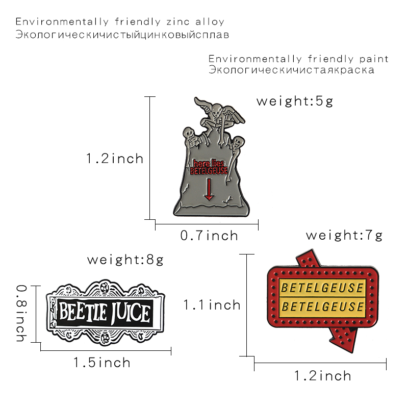 Beetlejuice ! Tombstone Gravestone Skeleton SandWorm Lydia Deetz Reptile Gothic Creepy Spooky Dantes Inferno enamel lapel pins