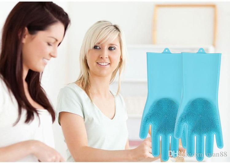 Silicone dishwashing gloves dishwashing brush housework gloves kitchen cleaning gloves