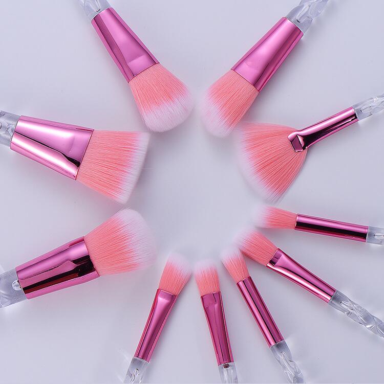 Popular 10pcs Unicorn Makeup Brush Transparent Spiral Handle Beatiful Makeup Tools Pincel De Maquillaje De Unicornio Con En Espiral Transparente