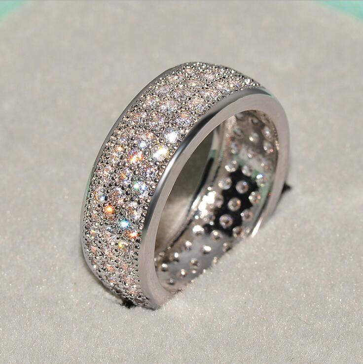 Choucong Luxury Jewelry 925 Sterling Silver&Gold Fill Pave White Sapphire CZ Diamond Popular Party Women Wedding Bridal Ring For Lover Gift