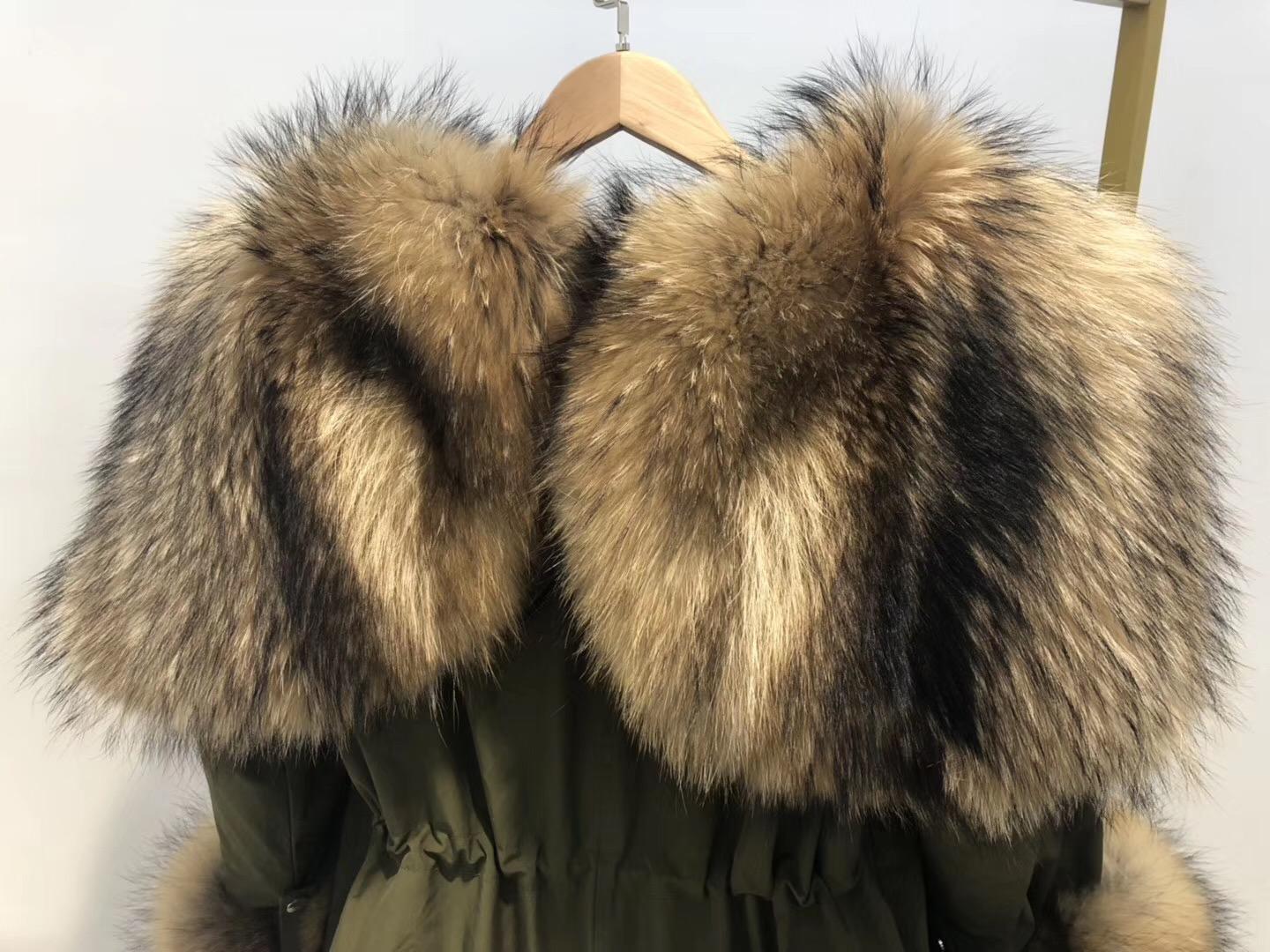 Winter Women's Coat Real Raccoon Fur Collar Parka White Duck Down | Streetwear Fashion B4