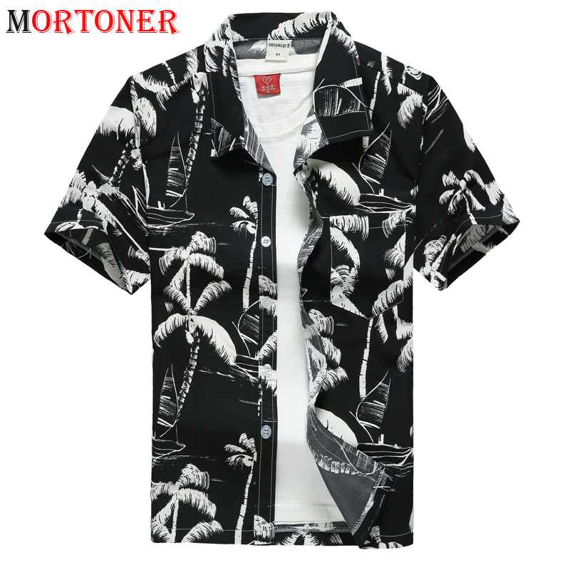 

Black Hawaiian Shirt Men 2020 Fashion Palm Tree Print Tropical Aloha Shirts Mens Casual Quick Dry Beach Wear Clothing Chemise