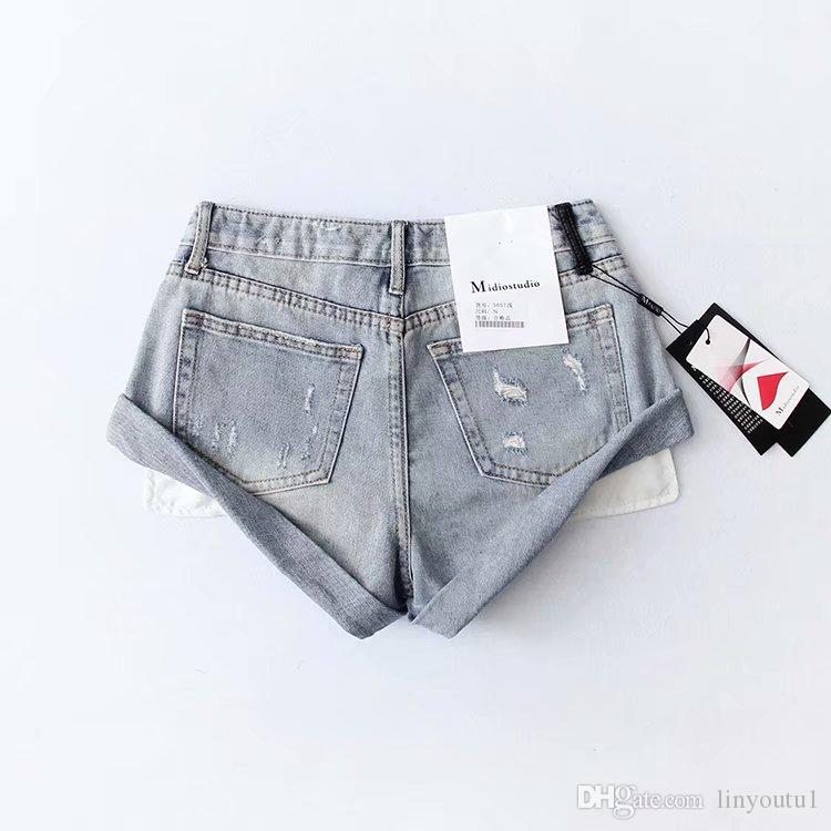 2020 High Waist Crimping Denim Shorts Women 2019 Korean Style Casual Shorts Jeans Summer Hot Short Pants Women