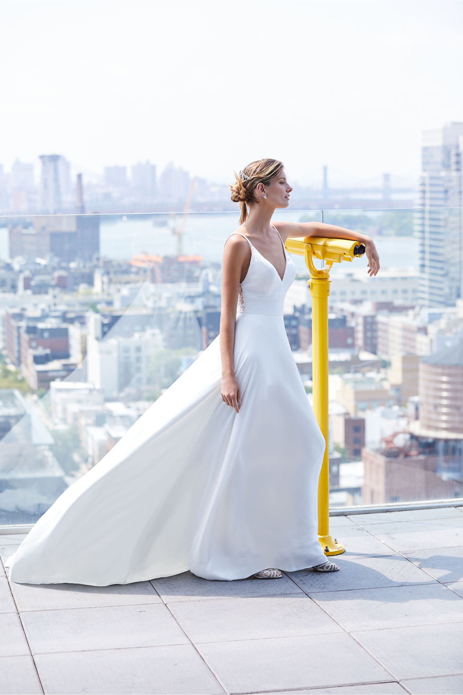 BHLDN Bohemian Wedding Dresses Spaghetti Straps A Line Lace Back Soft Satin Beach Wedding Dress Custom Made Plus Size Bridal Gowns