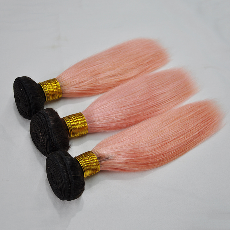 accept epacket 100 human 1b pink rose gold ombre human hair bundles brazilian hair 3 bundles remy hair extensions