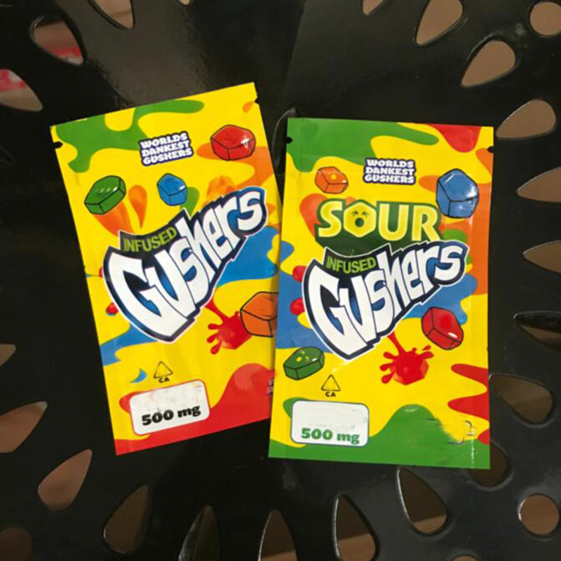 Worlds Dankest Gushers Medicated Fruit Snack 500MG Gusher Bags Tropical And Sour Tropical Flavors Edibles Gummies Packaging Mylar Bags
Worlds Dankest Gushers Medicated Fruit Snack 500MG Gusher Bags Tropical And Sour Tropical Flavors Edibles Gummies Packaging Mylar Bags