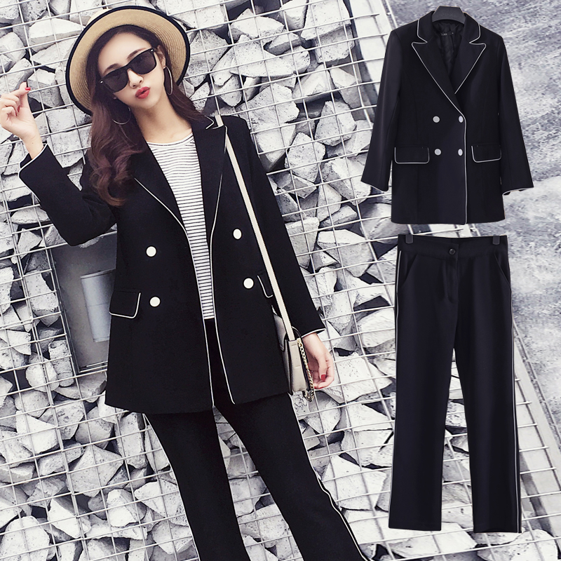 British style women's suit spring and autumn new tooling small fragrance casual long-sleeved suit jacket slim nine pants