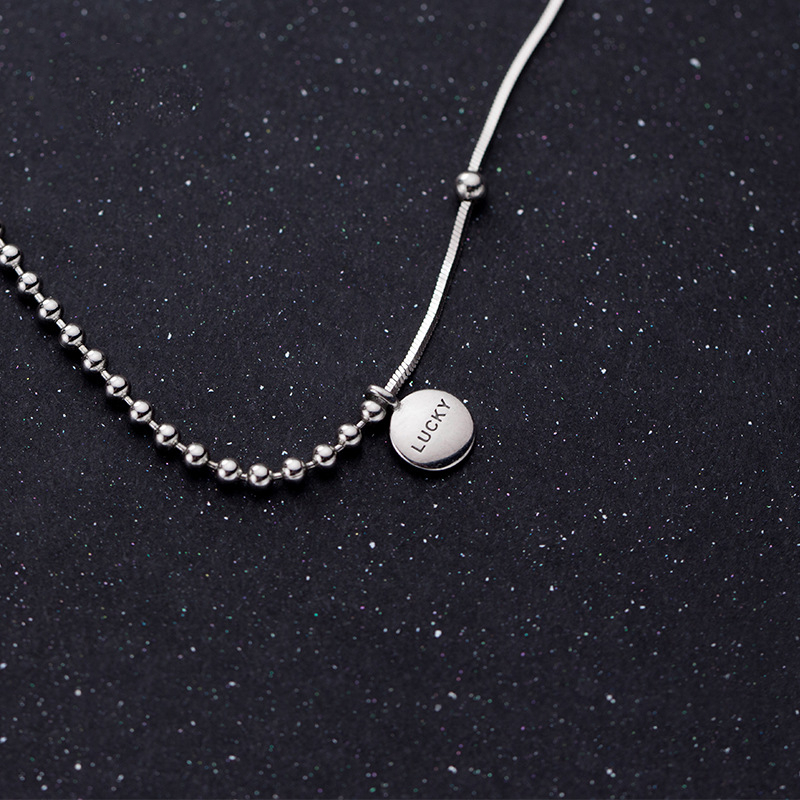 100% Solid 925 Sterling Silver Simple Round Pendant Engraved Letter Lucky Bead Necklace For Women Girls Jewelry Gift
100% Solid 925 Sterling Silver Simple Round Pendant Engraved Letter Lucky Bead Necklace For Women Girls Jewelry Gift