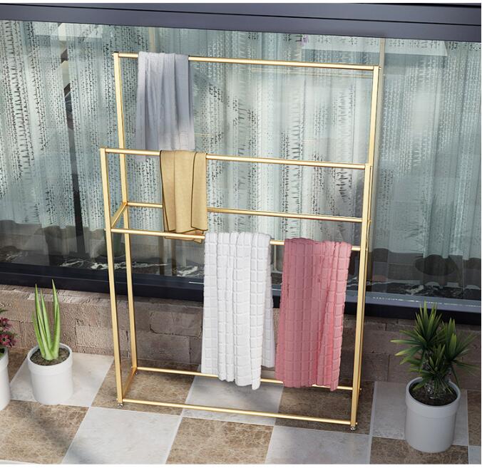 Simple towel racks bath indoor cloth rack iron art floor shelf metal clothes combination