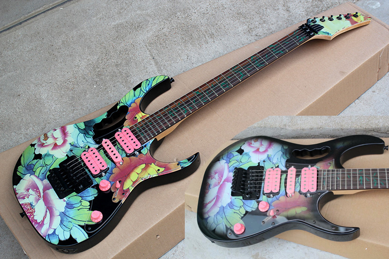Factory Custom Beautiful Electric Guitar With Flower Pattern Body,Tree of Life Fret Inlay,Pink Pickups,Floyd Rose Bridge,Can be customized
Factory Custom Beautiful Electric Guitar With Flower Pattern Body,Tree of Life Fret Inlay,Pink Pickups,Floyd Rose Bridge,Can be customized