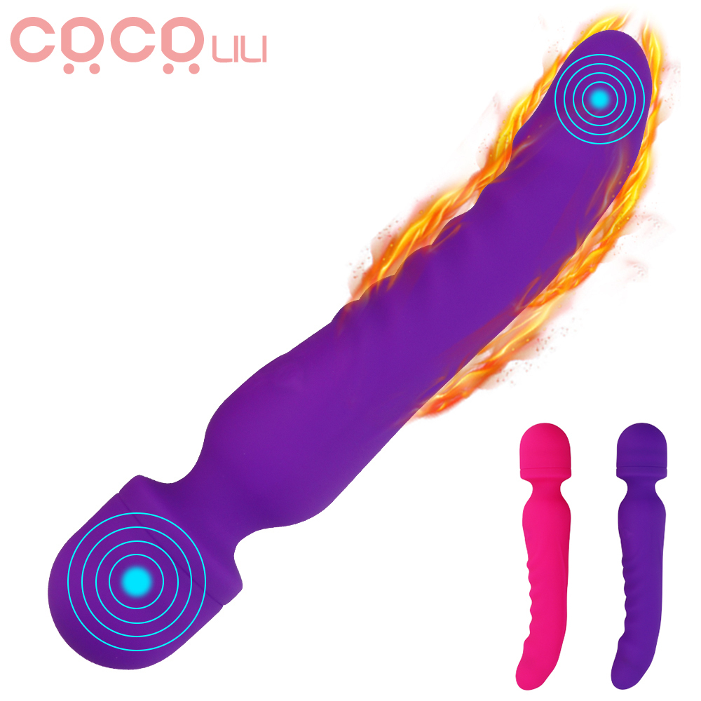 Cocolili Chauffage Godes Vibrator Baguette magique AV bâton en silicone souple à plusieurs vitesses G-SOPT Massage Sextoys pour femmes Y191218