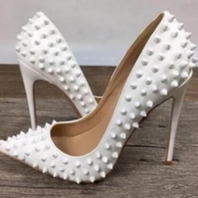 Fashion Designer Red Bottom High Heels White Rivets Patent Leather High-heeled Women Shallow Mouth High Heel Pumps 12 8cm size 34-45, Black
Fashion Designer Red Bottom High Heels White Rivets Patent Leather High-heeled Women Shallow Mouth High Heel Pumps 12 8cm size 34-45, Black